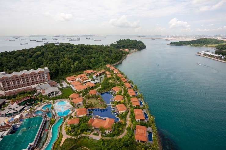 View of the island of Sentosa and Singapore
