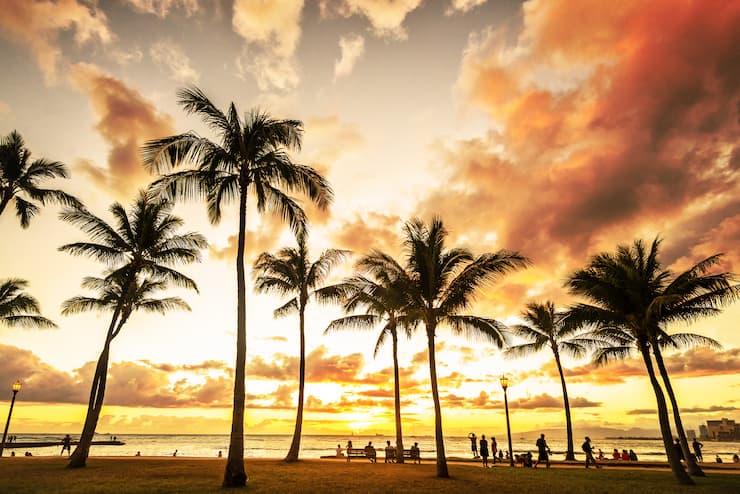 sunset Waikiki Beach honolulu